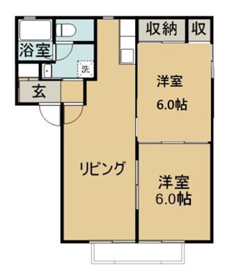 アンリキャトル E(2LDK/2階)の間取り写真
