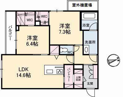コモンドーレ(2LDK/2階)の間取り写真