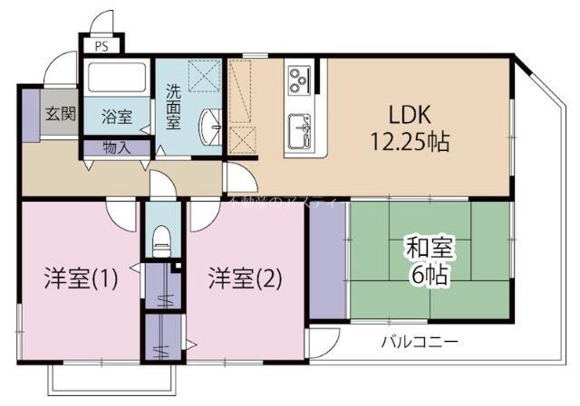 エクセル徳力(3LDK/3階)の間取り写真