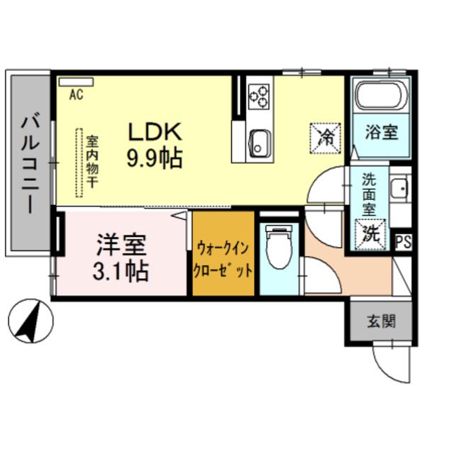 オリーブ II(1LDK/2階)の間取り写真