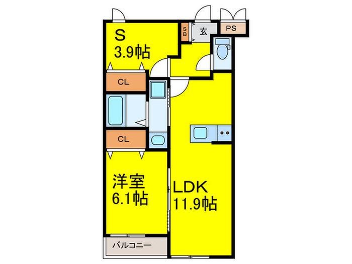 ワンズレジデンス西湊(1SLDK/3階)の間取り写真