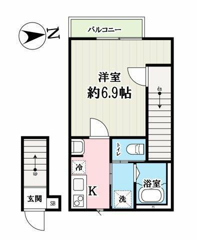 VENUS VILLAGE小川(1K/2階)の間取り写真
