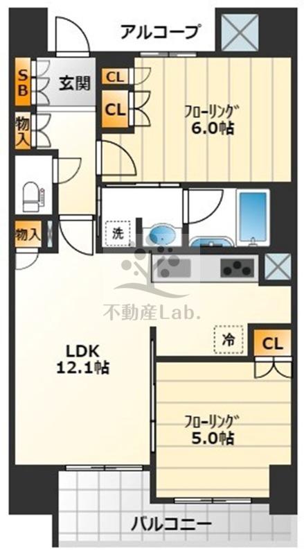 ディオ梅田(2LDK/11階)の間取り写真
