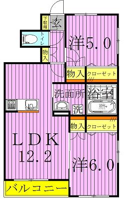 ボナール メゾン(2LDK/1階)の間取り写真