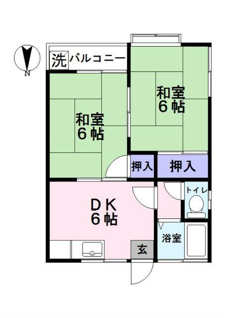 宇佐美荘(2DK/2階)の間取り写真