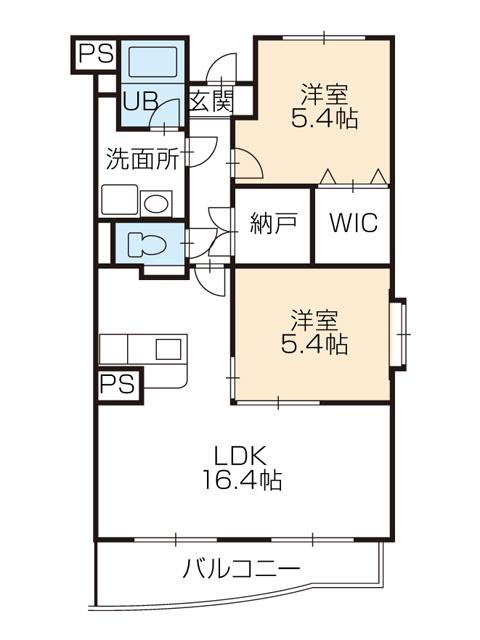 メルヴェーユ(2LDK/2階)の間取り写真