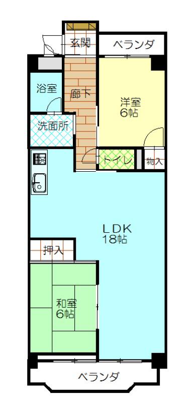 赤坪第2小菅ビル(2LDK/4階)の間取り写真