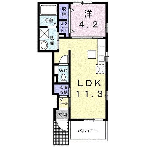 ヴァルゴII(1LDK/1階)の間取り写真