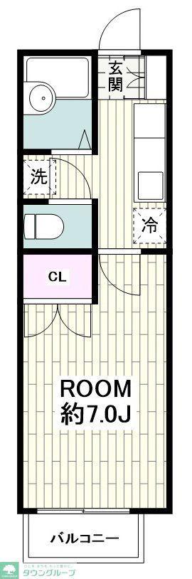フォレスト東林間(1K/2階)の間取り写真