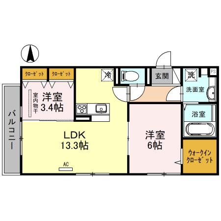 MAISON DU ESPOIR(2LDK/2階)の間取り写真