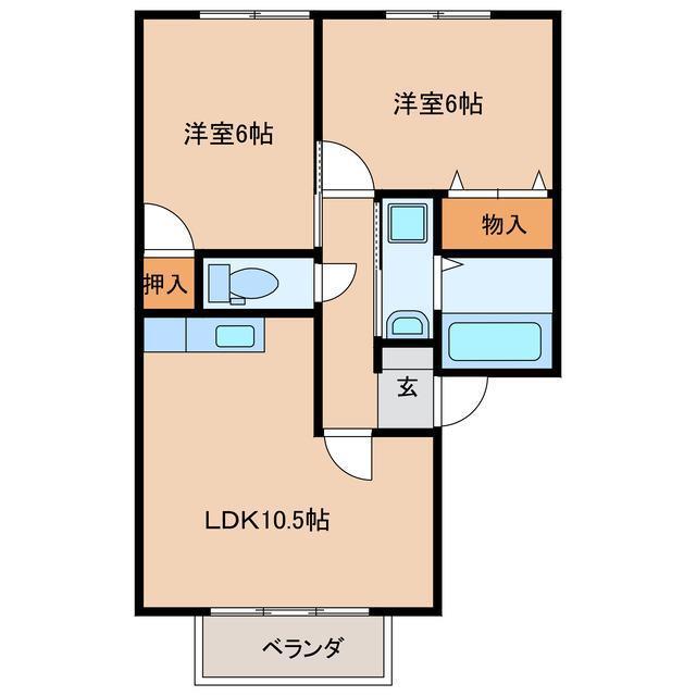 ハイツ・サンファーストA棟(2LDK/2階)の間取り写真