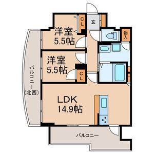 ブリリアントビューセントラルパーク(2LDK/9階)の間取り写真