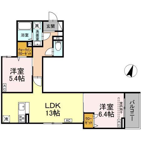 セレスティア鷺宮II(2LDK/3階)の間取り写真