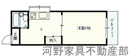コーエイハイツ2(1K/2階)の間取り写真