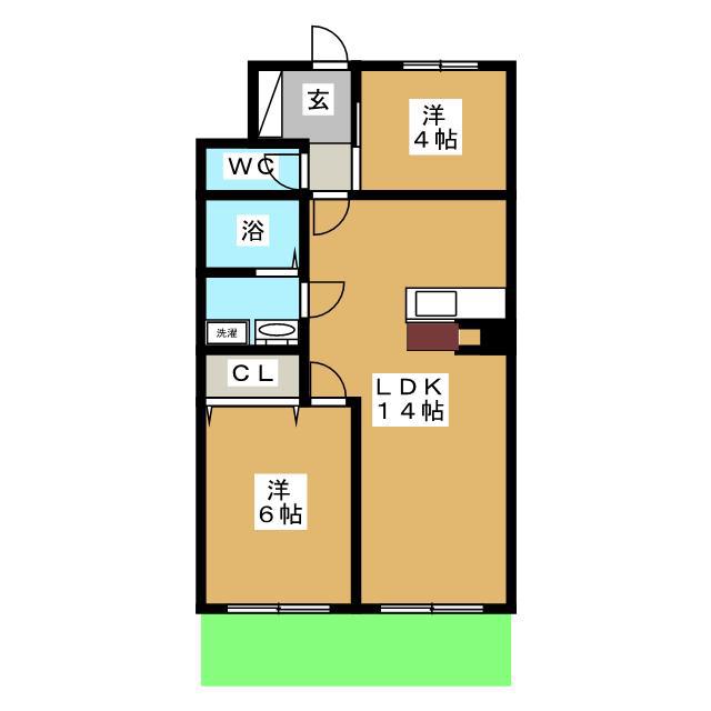 川之上ビル弐番館(2LDK/1階)の間取り写真