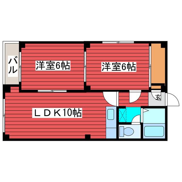サンライズ南郷(2LDK/1階)の間取り写真