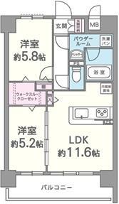 ルミエール・北梅田(2LDK/6階)の間取り写真
