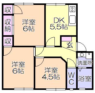 コーポリベール(3DK/2階)の間取り写真