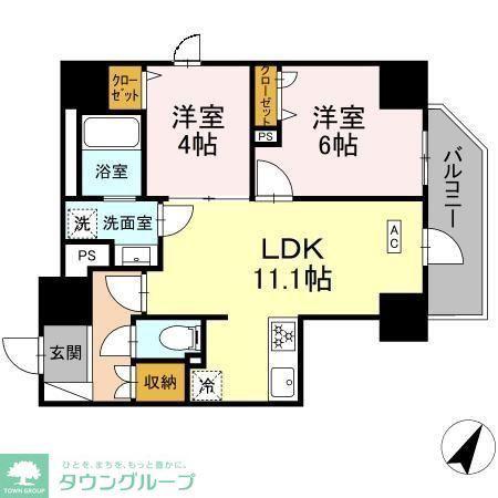 K.H.Mビル(2LDK/7階)の間取り写真