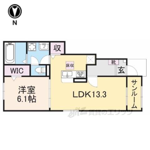 バンブー ニン A(1LDK/1階)の間取り写真