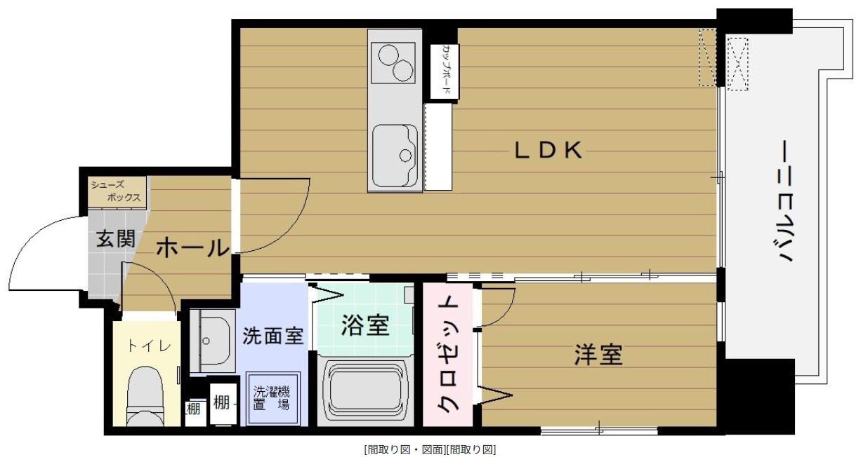 リバティR TENJIN 1(1LDK/6階)の間取り写真