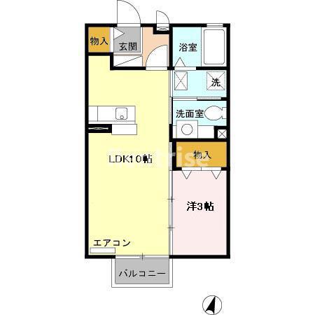 モナリエ大和(1LDK/2階)の間取り写真