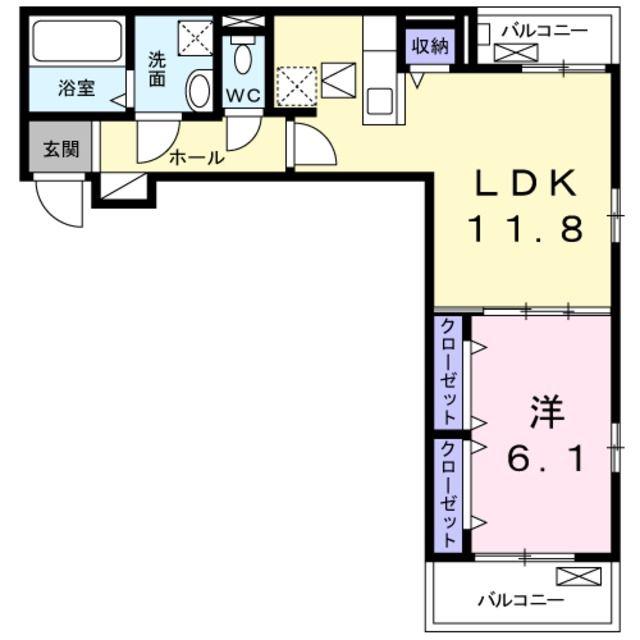 ティータウン III(1LDK/3階)の間取り写真