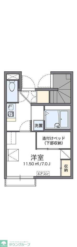 レオパレスウッドグリーン(1K/1階)の間取り写真
