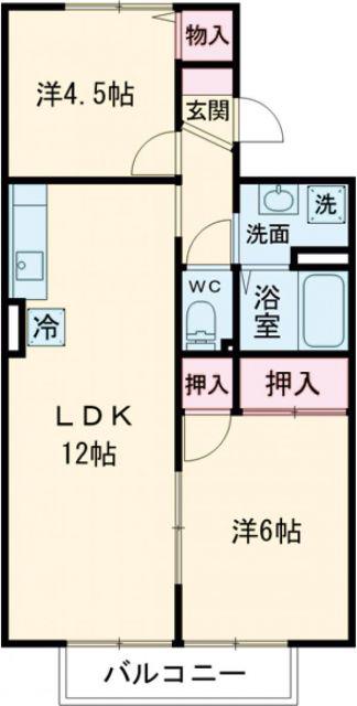 セジュール日吉台(2LDK/2階)の間取り写真