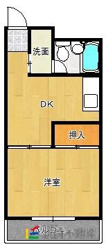エステート高砂(1DK/6階)の間取り写真