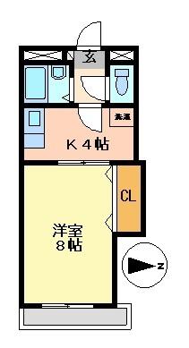フローリッシュ秀(1K/6階)の間取り写真