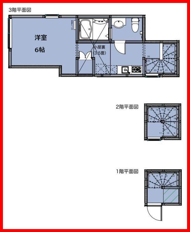 フェア町屋(ワンルーム/3階)の間取り写真