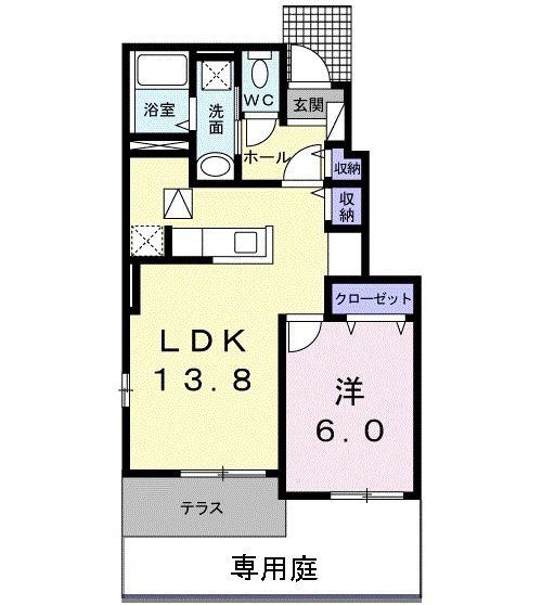 ソラーナ2(1LDK/1階)の間取り写真
