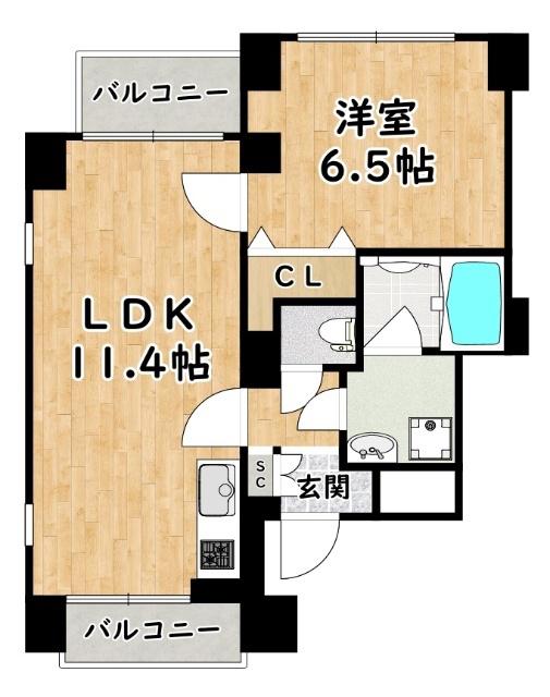 フラッツ塚本(1LDK/4階)の間取り写真