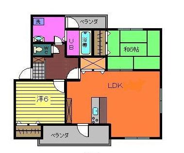 サンシャワー山口(2LDK/3階)の間取り写真