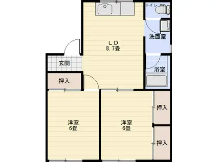 レジデンス木村(2DK/2階)の間取り写真