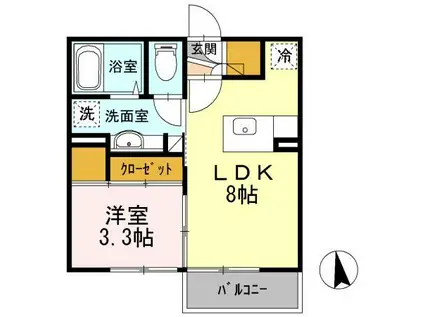 アルシオネ(1LDK/2階)の間取り写真
