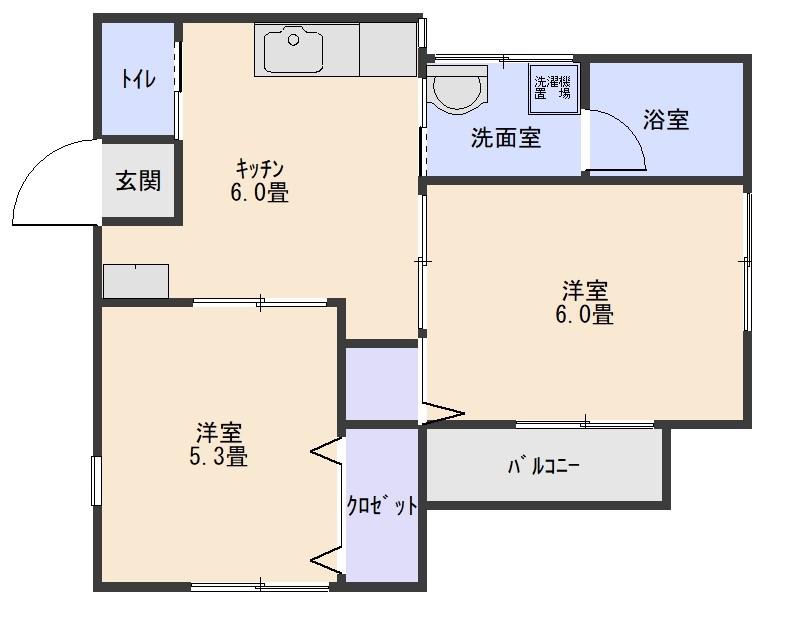 梅香園ハイツ(2DK/1階)の間取り写真