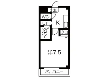 レジデンス司II(1K/1階)の間取り写真