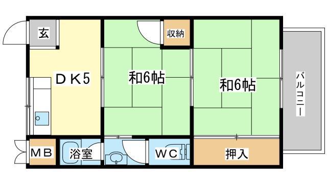 下手野NSハイツ(2DK/2階)の間取り写真