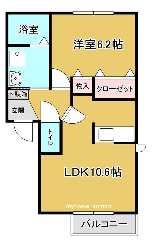 エールII(1LDK/2階)の間取り写真