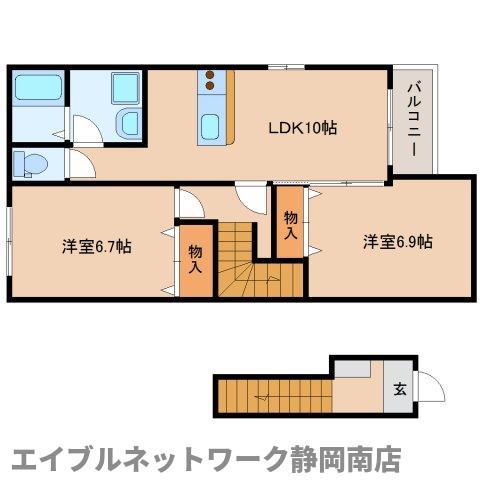 ヴァンベール(2LDK/2階)の間取り写真