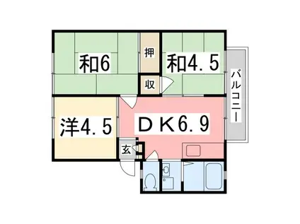 石原ハイツ(3DK/2階)の間取り写真