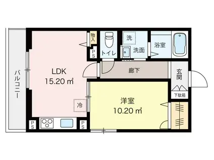 MOK YOKOHAMA(1LDK/2階)の間取り写真