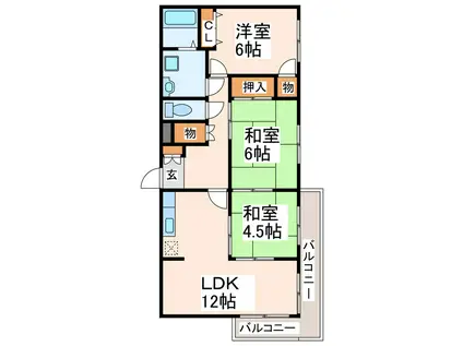 エクセルコーポ白石(3LDK/3階)の間取り写真