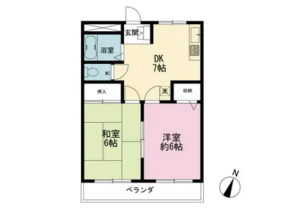 セレッソコンドミニオ(2DK/2階)の間取り写真