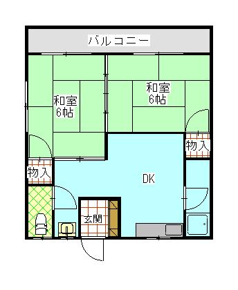 中央マンション(2DK/3階)の間取り写真