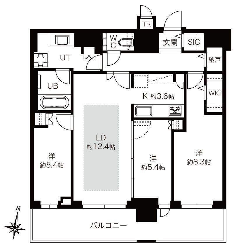 ONE札幌ステーションタワー(3LDK/8階)の間取り写真