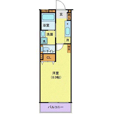 アリュール北仙台(1K/2階)の間取り写真