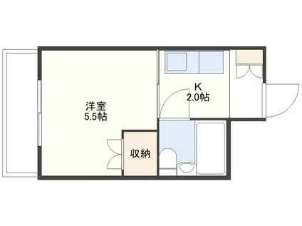 石橋ハイツ(1K/4階)の間取り写真